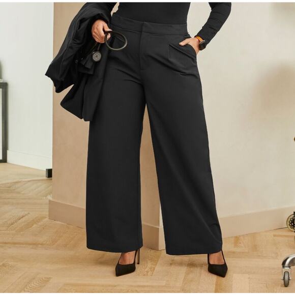 Figs Pro High Waisted Black Wide Leg Pleated Trouser XL - Picture 1 of 9